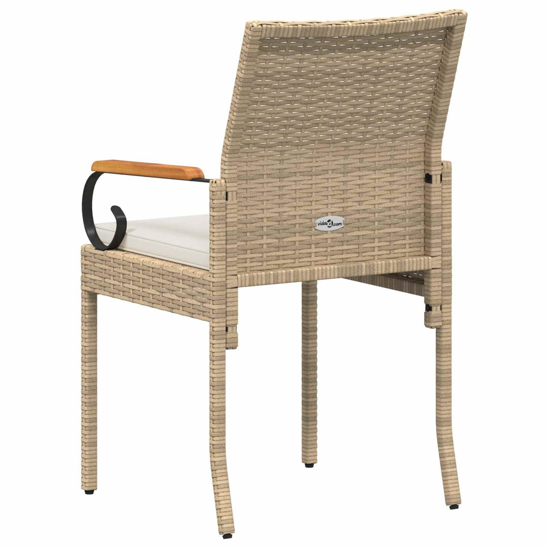 Havestole 2 stk. Beige og cremehvid Polyrattan og akacietræ
