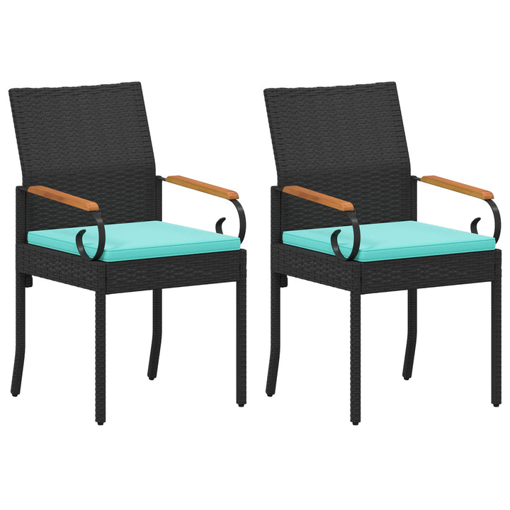 Havestole 2 stk. Sort og turkis Polyrattan og akacietræ