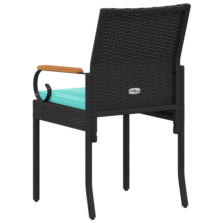 Havestole 2 stk. Sort og turkis Polyrattan og akacietræ