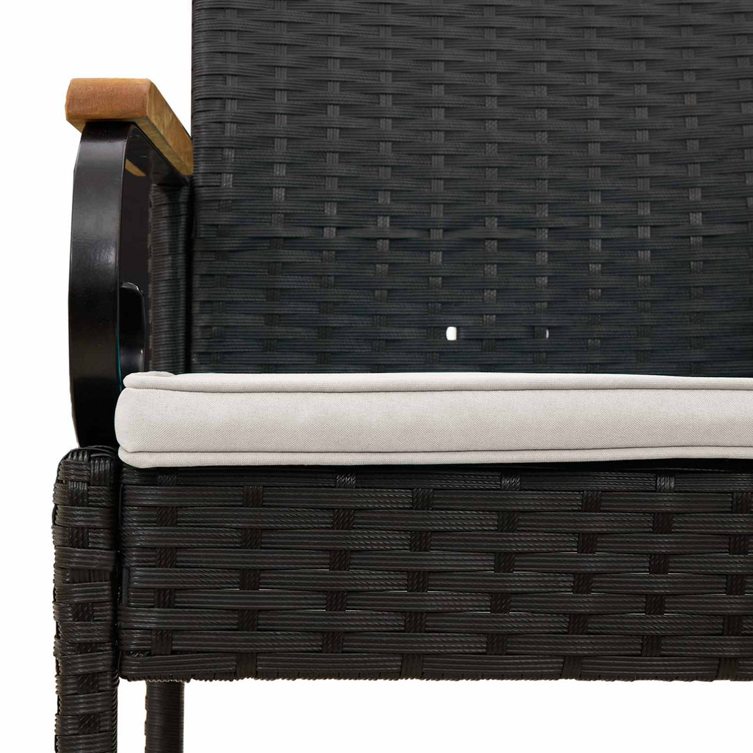 Havestole 4 stk. Sort og Cremehvid Polyrattan og akacietræ