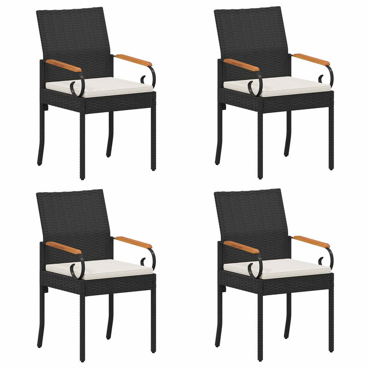Havestole 4 stk. Sort og Cremehvid Polyrattan og akacietræ
