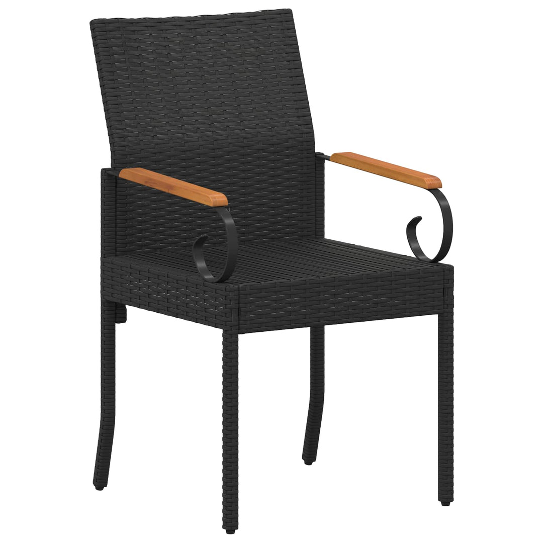 Havestole 4 stk. Sort og Cremehvid Polyrattan og akacietræ