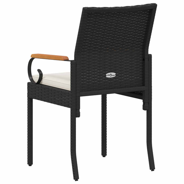Havestole 4 stk. Sort og Cremehvid Polyrattan og akacietræ