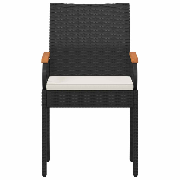 Havestole 4 stk. Sort og Cremehvid Polyrattan og akacietræ