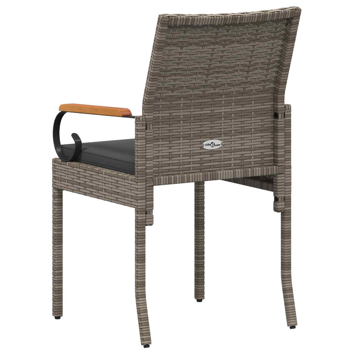 Havestole 4 stk. Grå og Mørkegrå Polyrattan og akacietræ