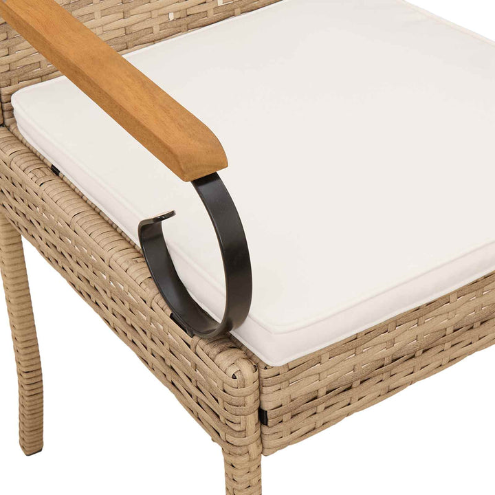 Havestole 4 stk. Beige og cremehvid Polyrattan og akacietræ