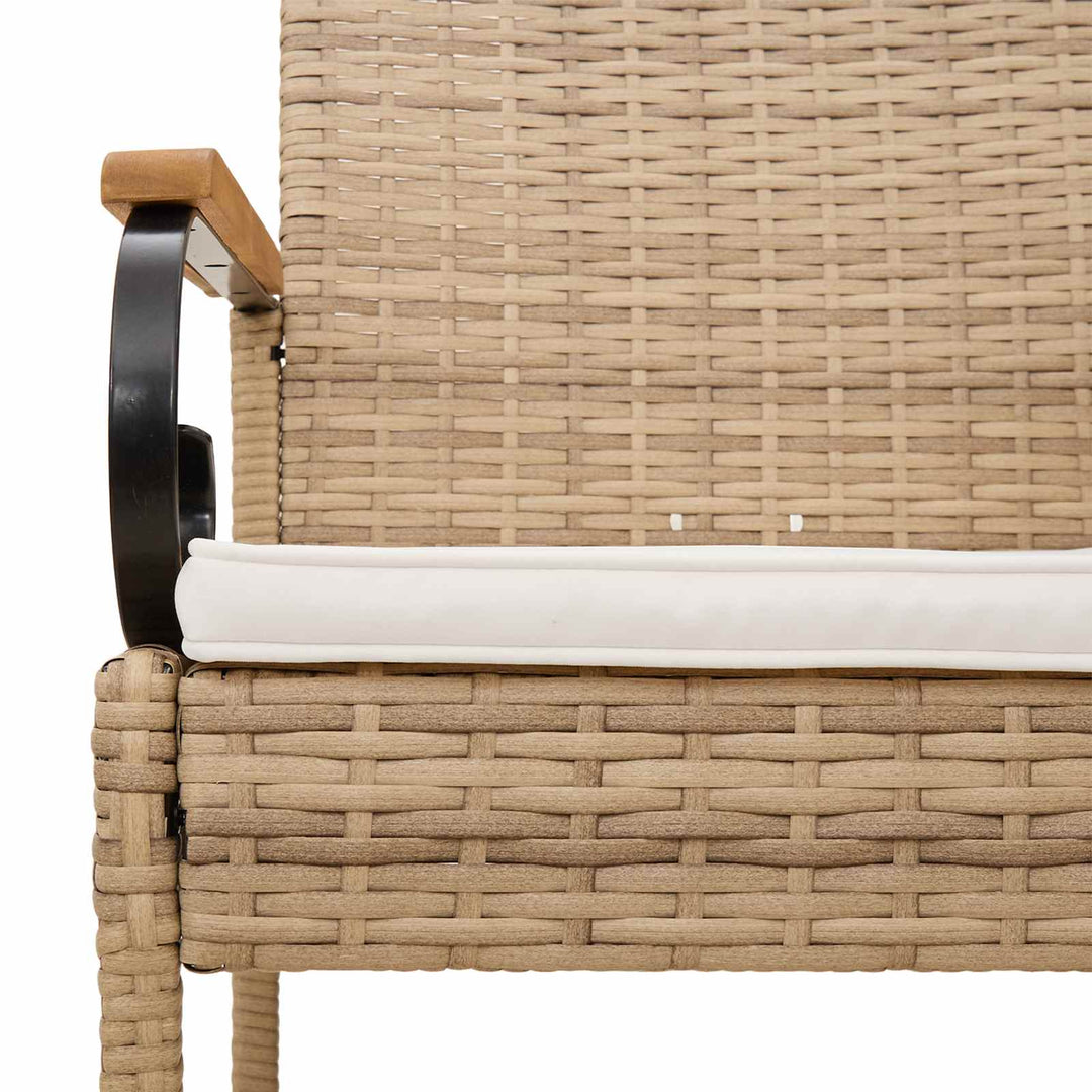 Havestole 4 stk. Beige og cremehvid Polyrattan og akacietræ