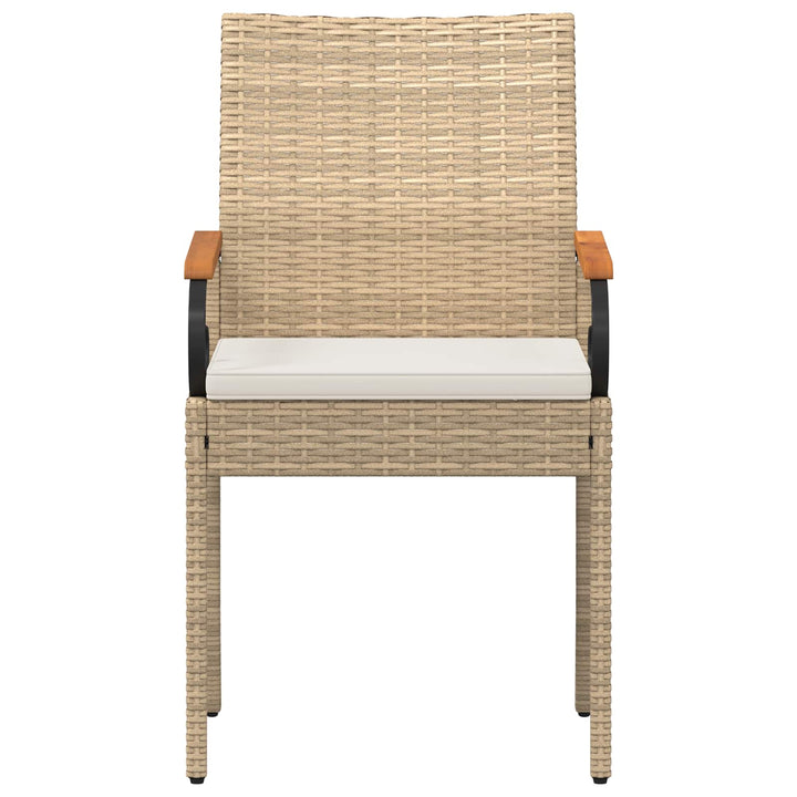Havestole 4 stk. Beige og cremehvid Polyrattan og akacietræ