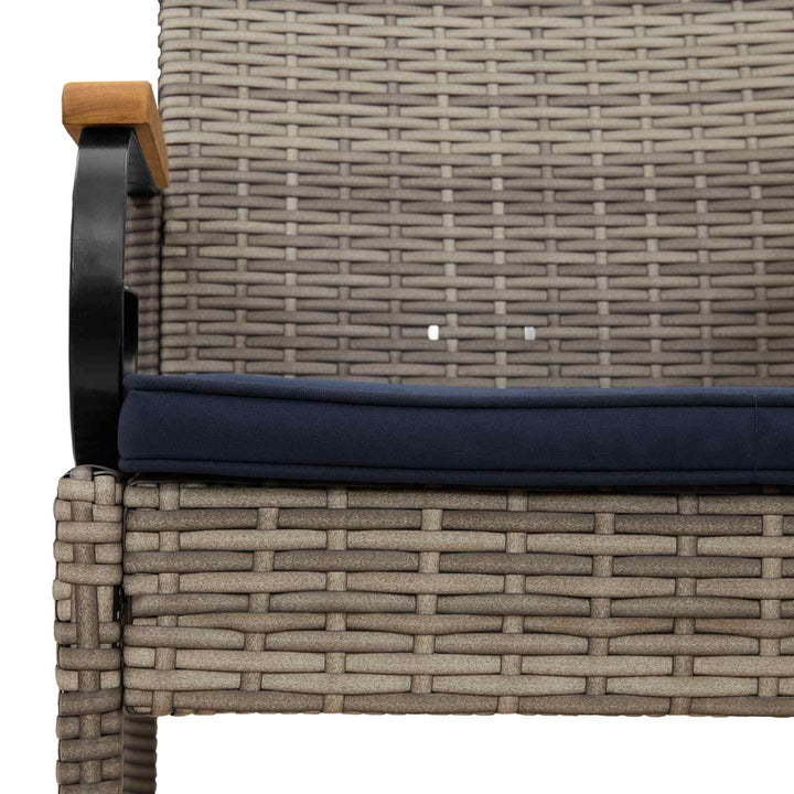 Havestole 4 stk. Grå og Marineblå Polyrattan og akacietræ