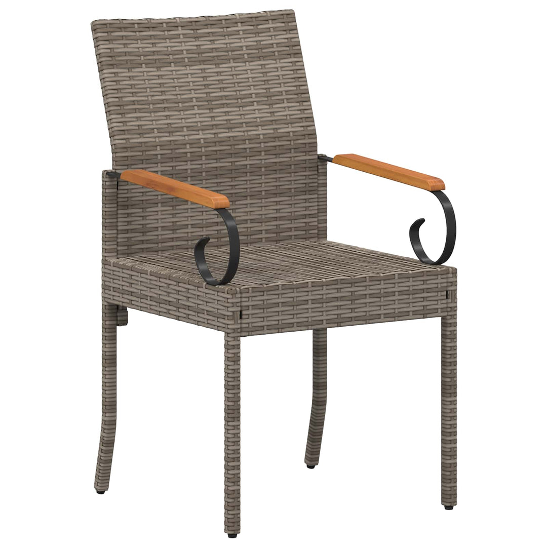 Havestole 4 stk. Grå og Marineblå Polyrattan og akacietræ