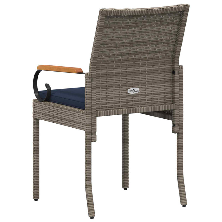Havestole 4 stk. Grå og Marineblå Polyrattan og akacietræ