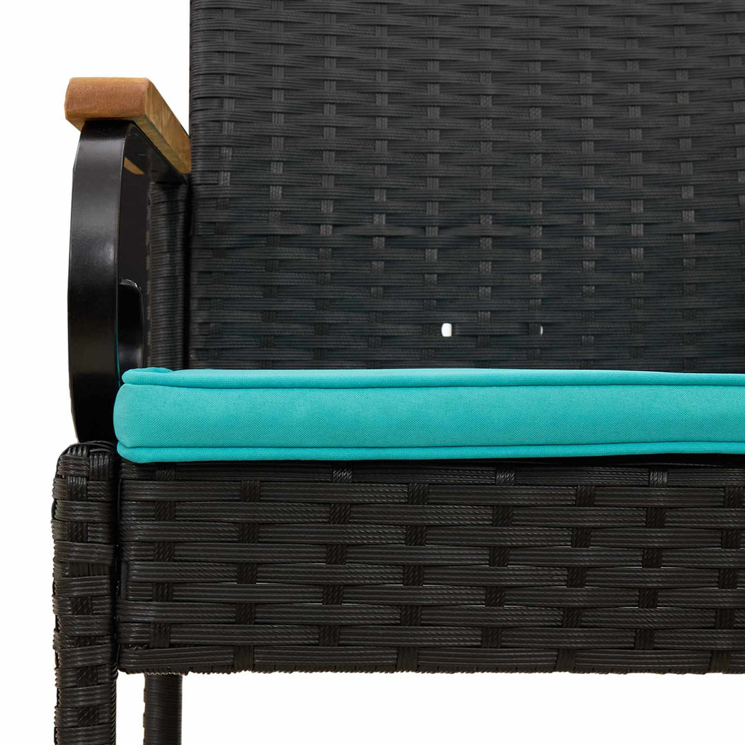 Havestole 4 stk. Sort og turkis Polyrattan og akacietræ