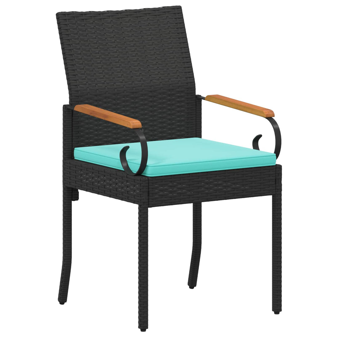 Havestole 4 stk. Sort og turkis Polyrattan og akacietræ