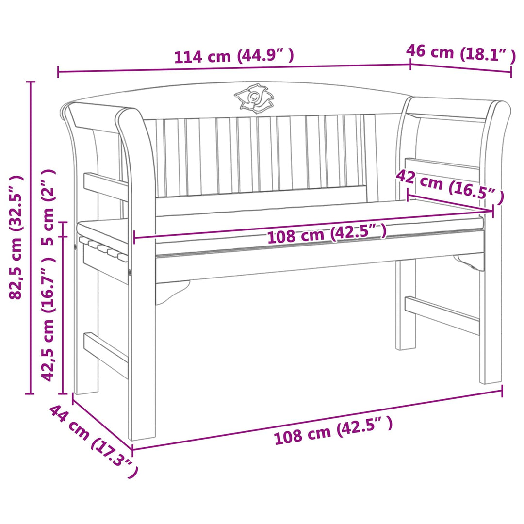 Rosebænk Cremehvid 114 x 46 x 82,5 cm Massivt Akacietræ