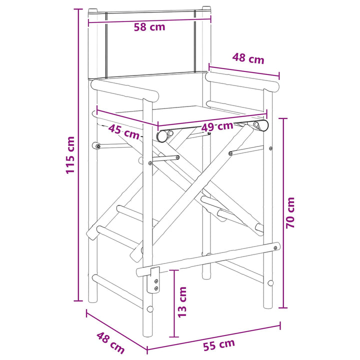 Folding Directors Stol 2 stk. Naturfarvet Bambus