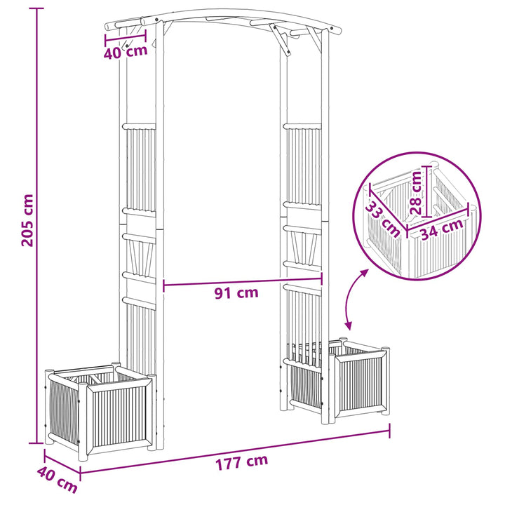 Havebue Naturfarvet 177 x 40 x 205 cm Bambus