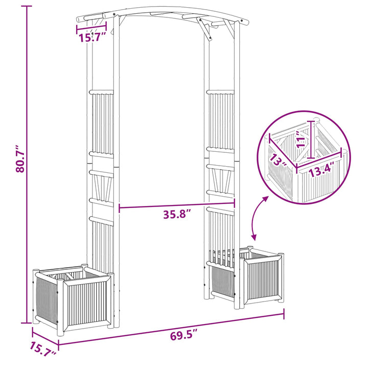 Havebue Naturfarvet 177 x 40 x 205 cm Bambus