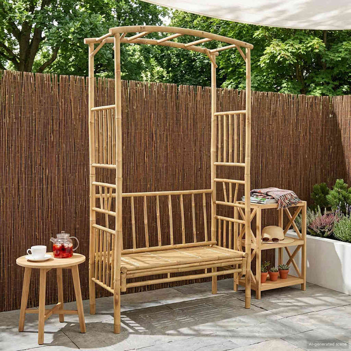 Havebue med Bænk Naturfarvet 115 x 50 x 205 cm Bambus