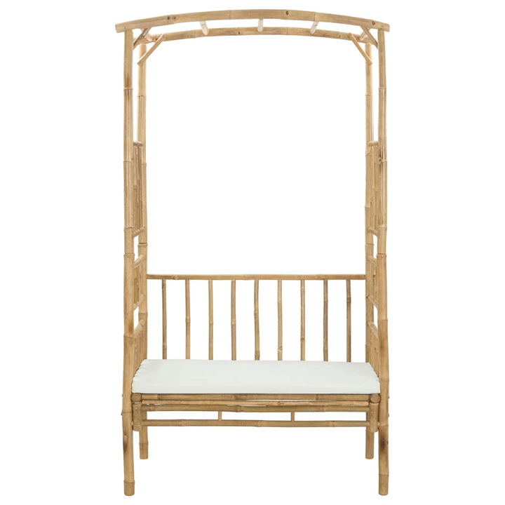 Havebue med Bænk Cremehvid 115 x 50 x 205 cm Bambus
