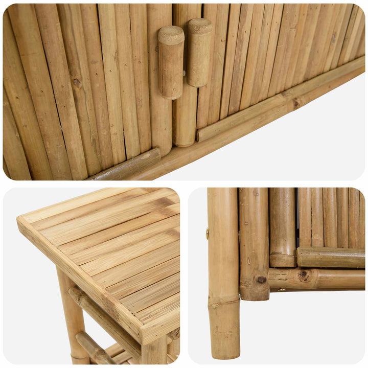 Konsolbord med hylde med dør Naturfarvet 80 x 35 x 75 cm Bambus