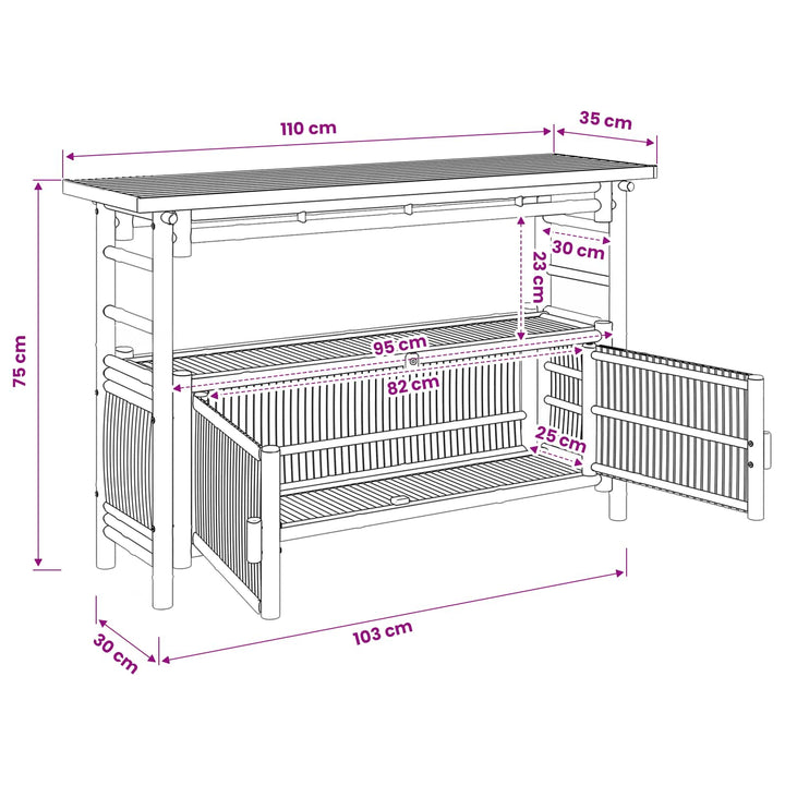 Konsolbord med hylde Naturfarvet 110 x 35 x 75 cm Bambus