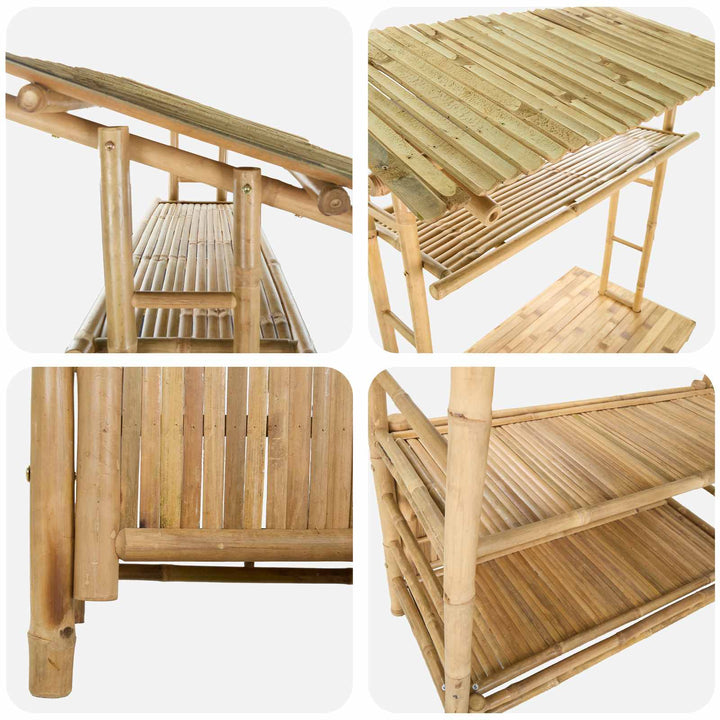 Udendørs barbord Naturfarvet 110 x 50 x 210 cm Bambus