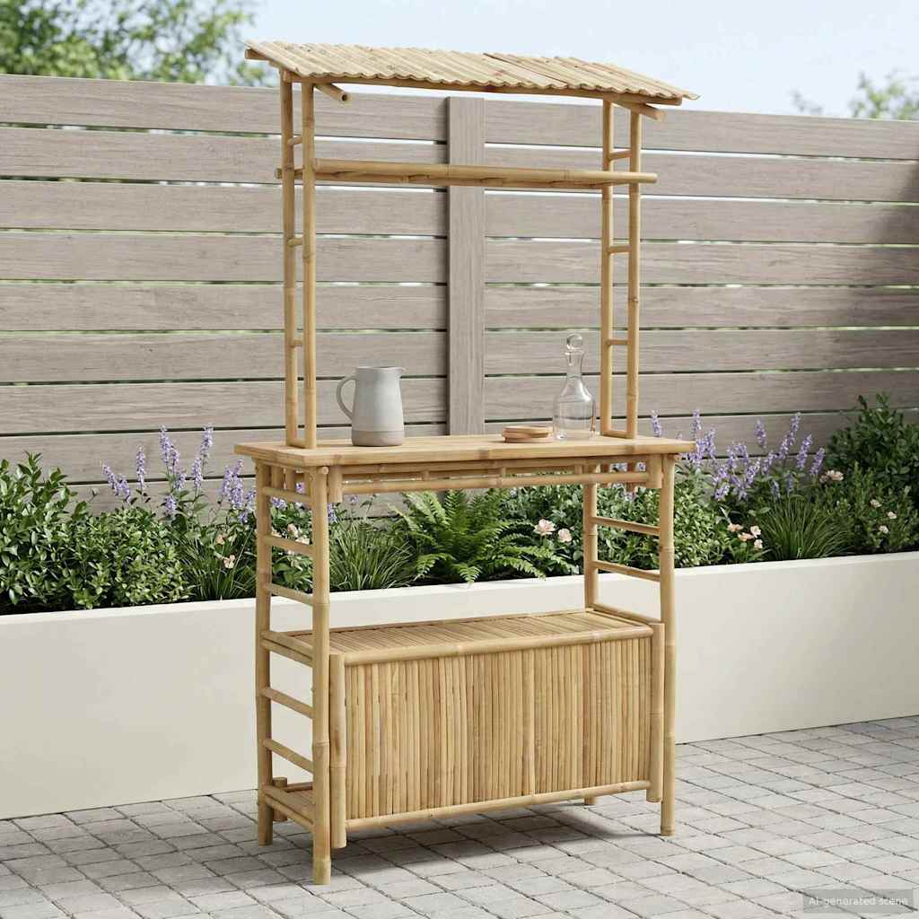 Udendørs barbord Naturfarvet 110 x 50 x 210 cm Bambus