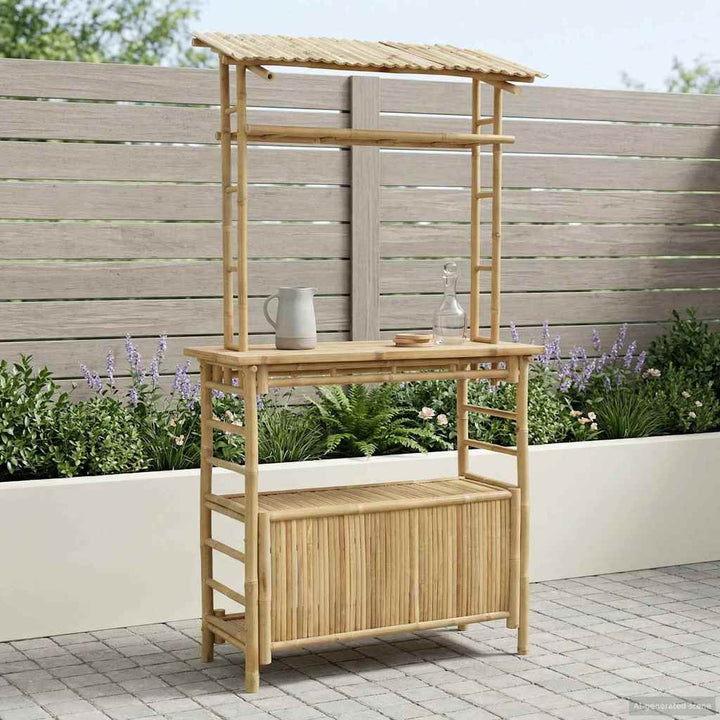 Udendørs barbord Naturfarvet 110 x 50 x 210 cm Bambus