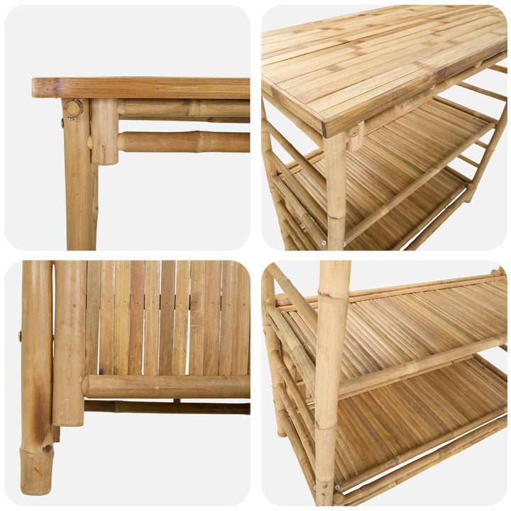 Udendørs barbord Naturfarvet 110 x 50 x 105 cm Bambus