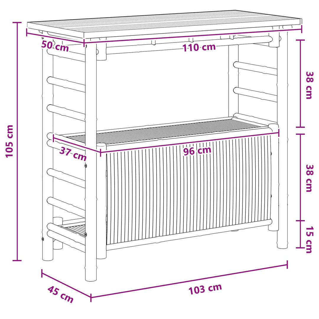 Udendørs barbord Naturfarvet 110 x 50 x 105 cm Bambus