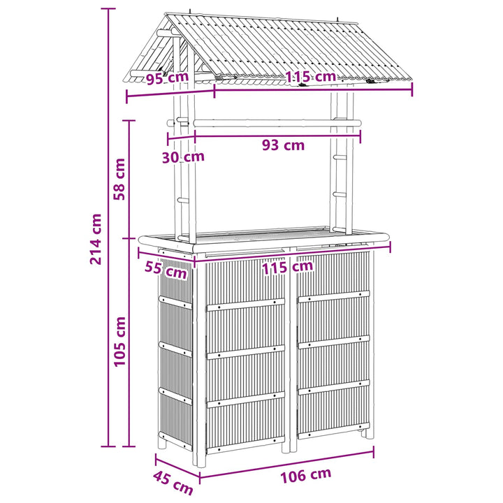Udendørs barbord Naturfarvet 115 x 95 x 214 cm Bambus