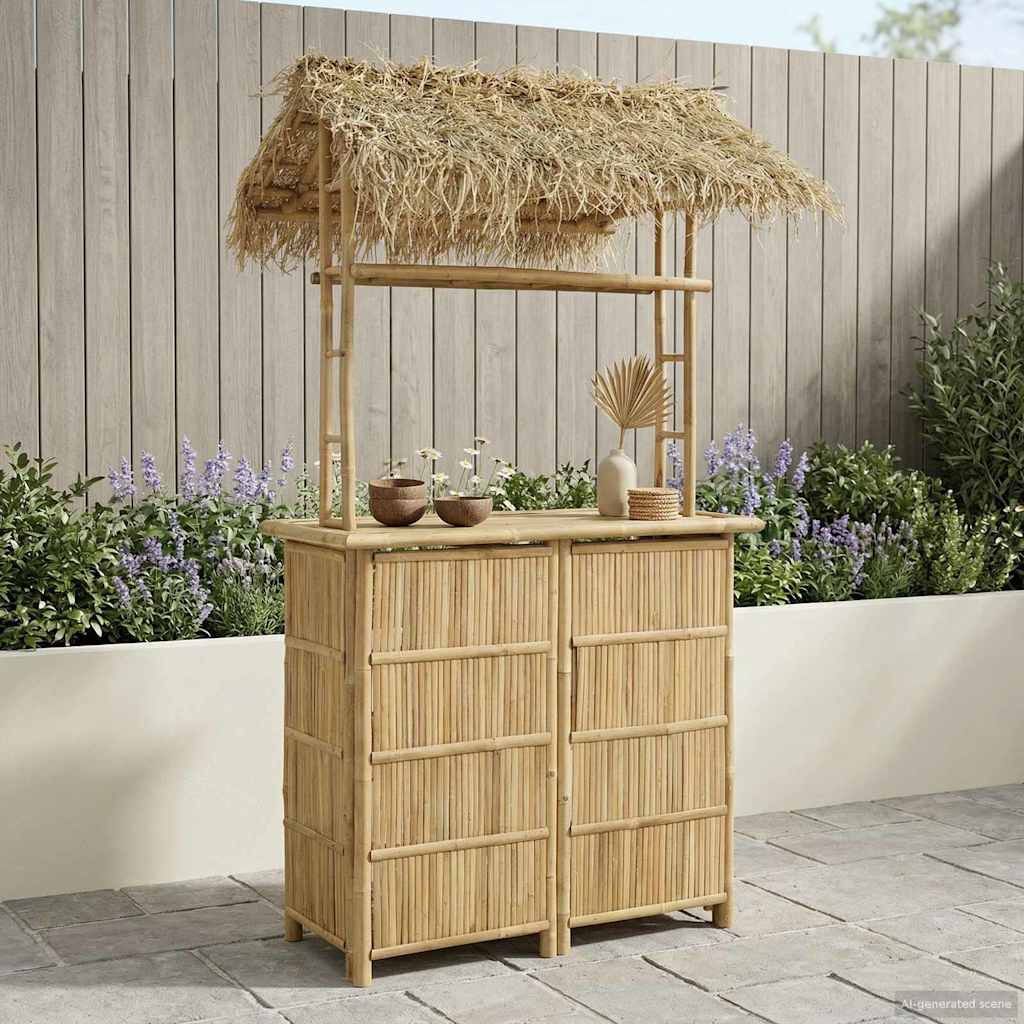 Udendørs barbord Naturfarvet 115 x 95 x 215 cm Bambus