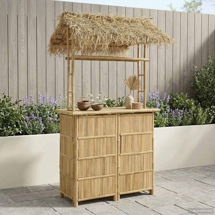 Udendørs barbord Naturfarvet 115 x 95 x 215 cm Bambus