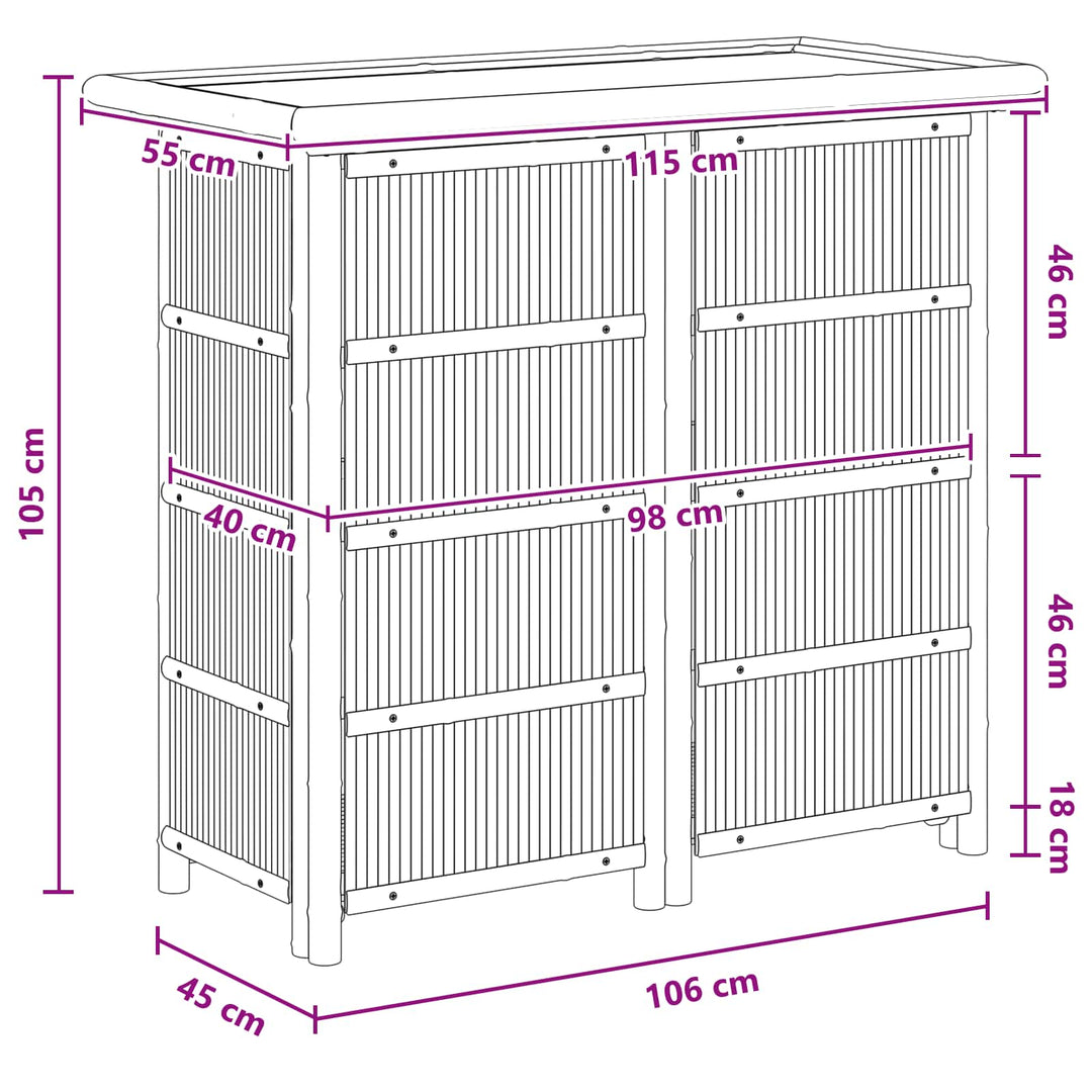 Udendørs barbord Naturfarvet 115 x 55 x 105 cm Bambus