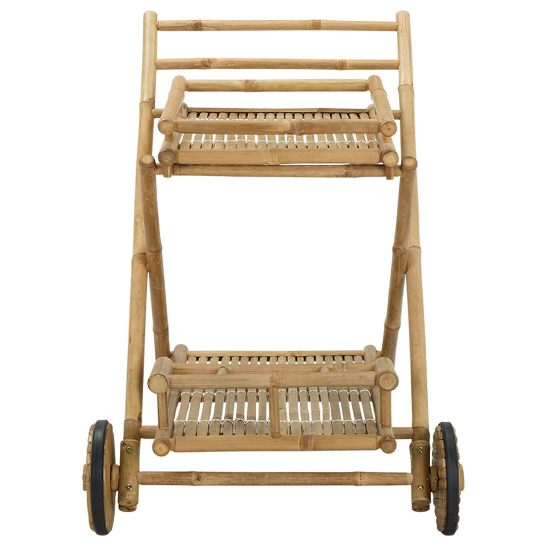 Serveringsvogn med hjul Naturfarvet 79 x 67,5 x 84 cm Bambus