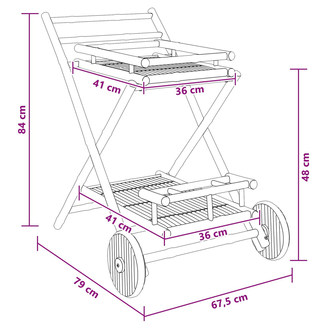 Serveringsvogn med hjul Naturfarvet 79 x 67,5 x 84 cm Bambus