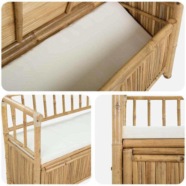 Have opbevaringsbænk 110 x 47 x 80 cm Bambus Naturfarvet