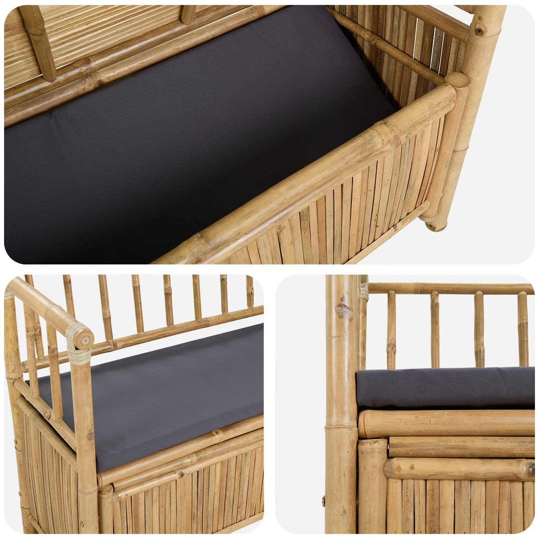 Have opbevaringsbænk 110 x 47 x 80 cm Bambus Naturfarvet