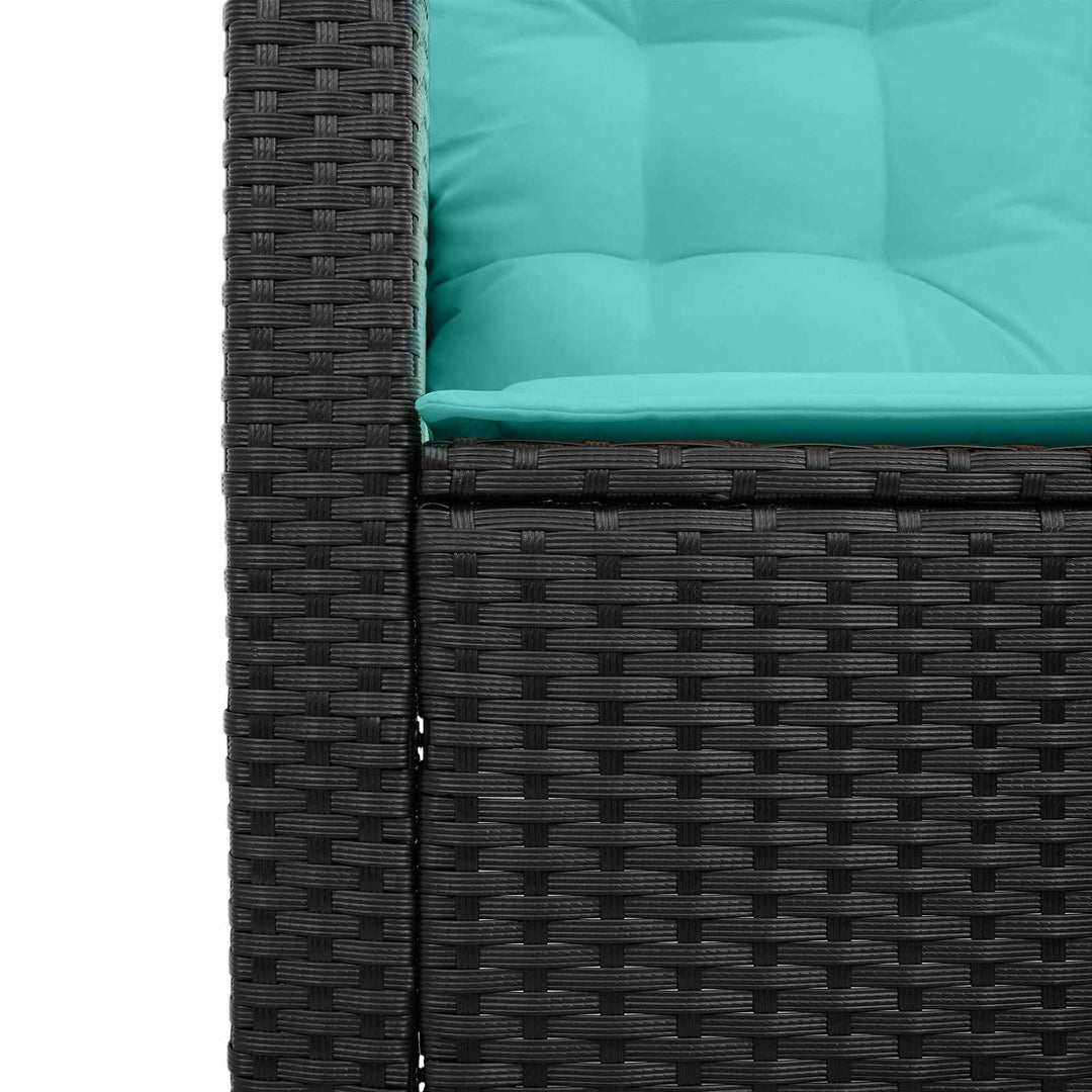 Havemøbelsofa 2 stk. 5-Antal sæder Sort og turkis Poly rattan