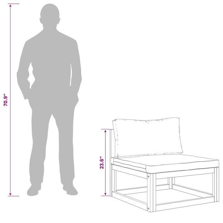 Sofa Sæt 10 stk. Naturfarvet Massivt Akacietræ