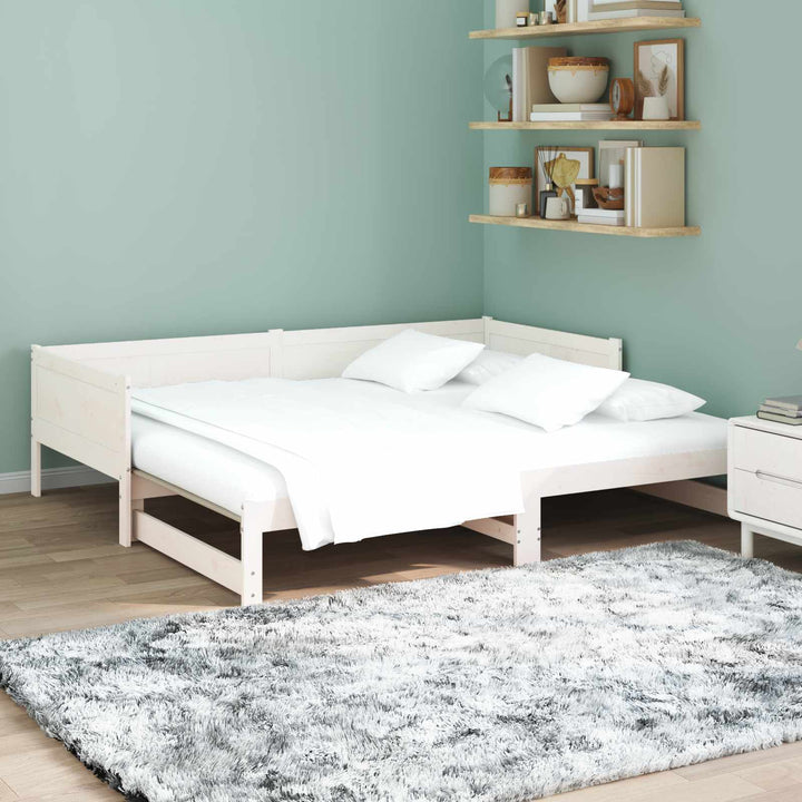 Utrækkelig Dag-seng Hvid 180 x 200 cm Massiv fyrretræ