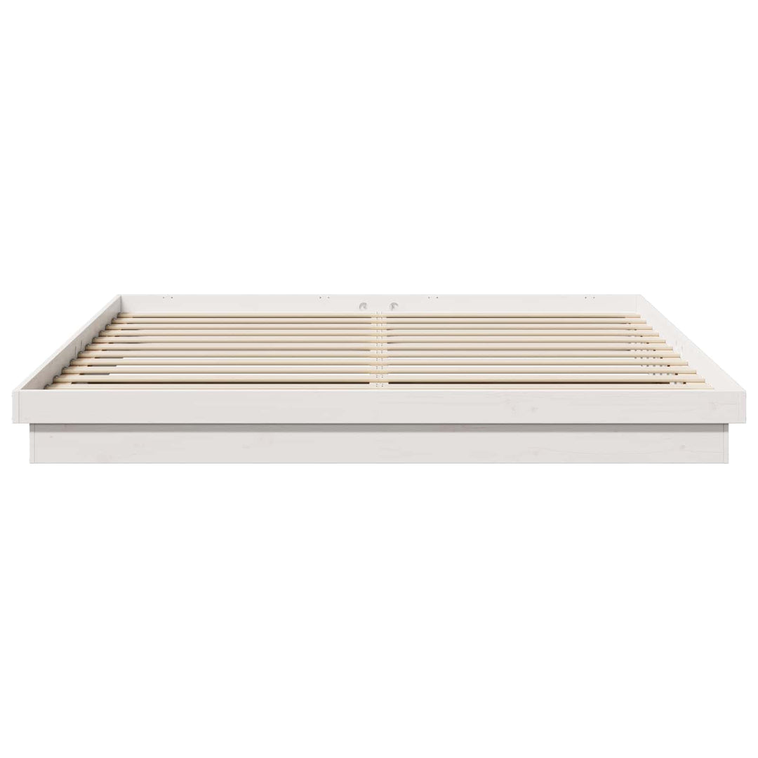 Sengestel Hvid 200 x 200 cm Massiv fyrretræ
