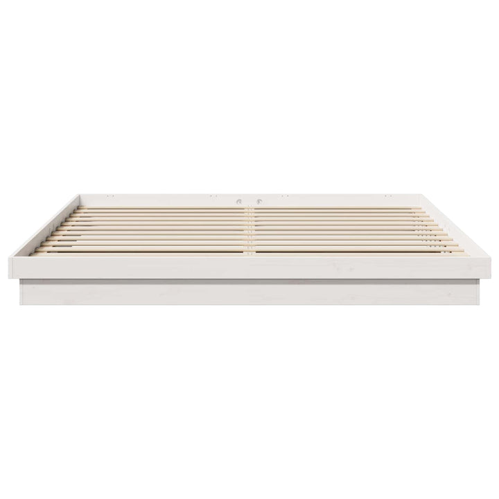 Sengestel Hvid 200 x 200 cm Massiv fyrretræ