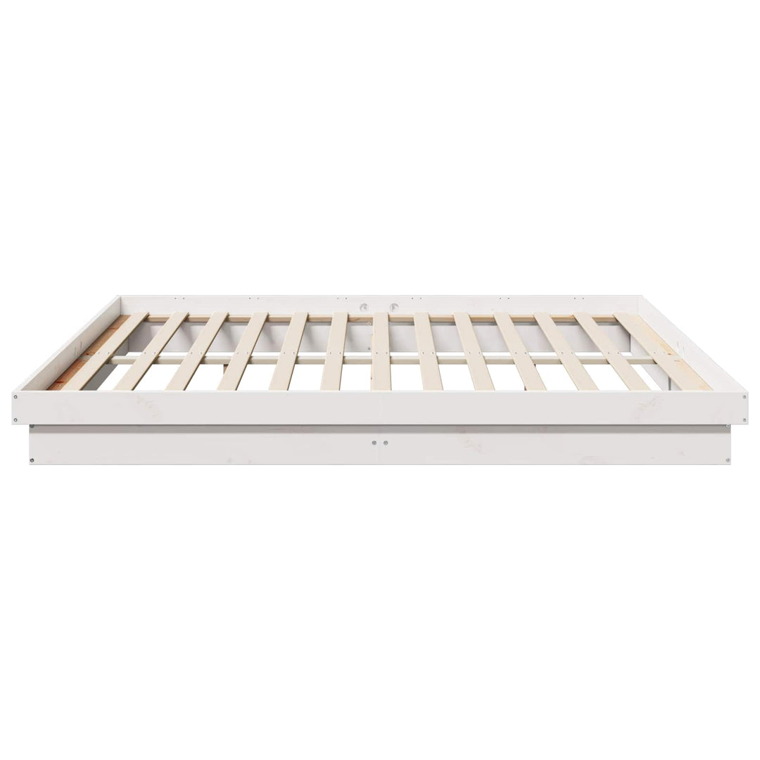 Sengestel Hvid 200 x 200 cm Massiv fyrretræ