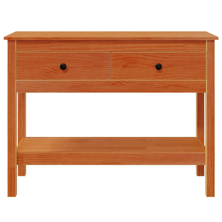 Konsolbord med skuffe Voks brun 100 x 35 x 75 cm Solid Fyrretræ