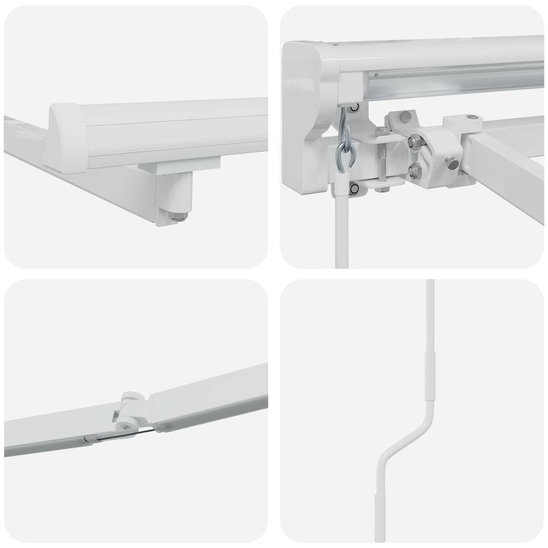 Manuel markise-ramme med LED-lys Hvid 5 x 3 m Aluminium