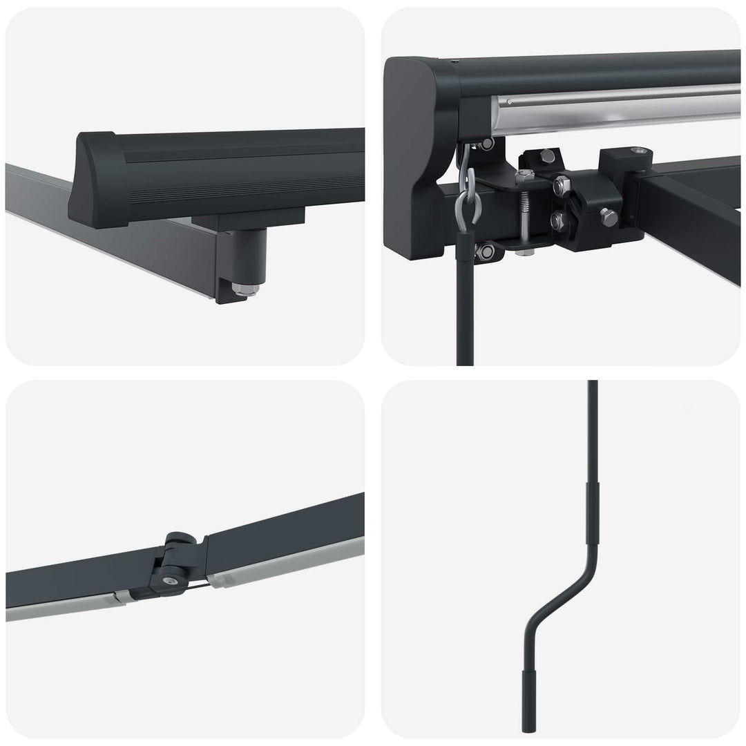 Manuel markise-ramme med LED-lys Antracit 3 x 2,5 m Aluminium