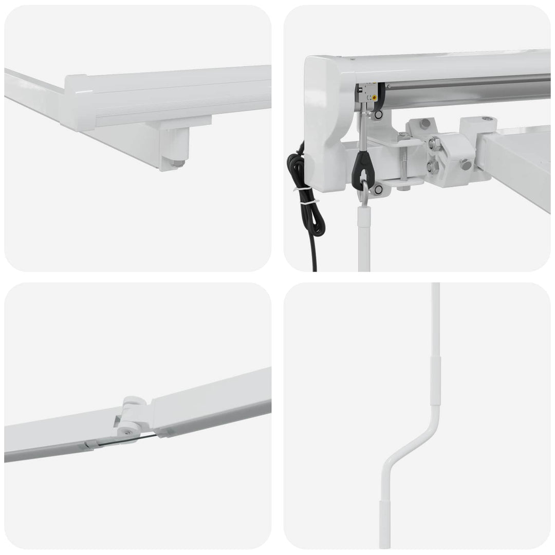 Elektrisk Markisedugramme med LED Hvid 3,5 x 2 m Aluminium
