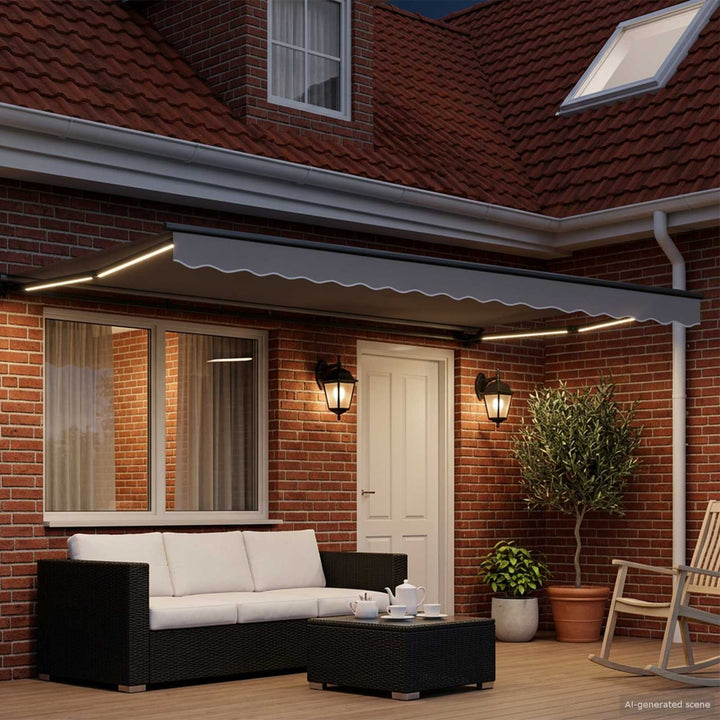 Elektrisk Markisedugramme med LED Antracit 4,5 × 3,5 m