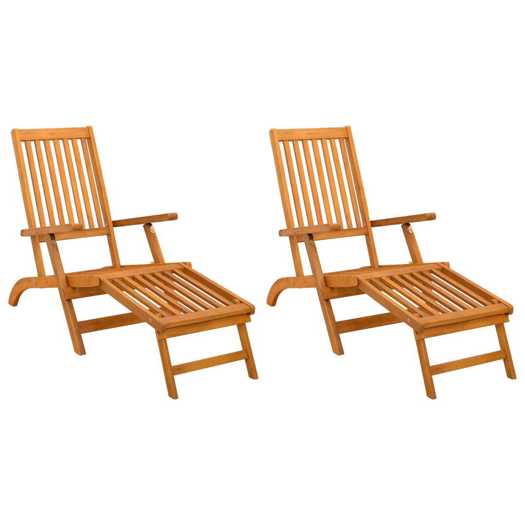 Reclinerende og foldbar liggestol 2 stk. Massivt Akacietræ